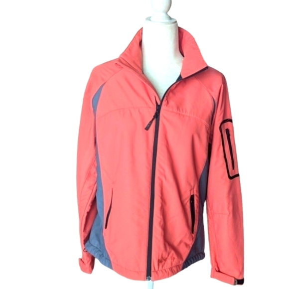 PULSE WOMEN'S SOFT SHELL WATERPROOF JACKET, CORAL/gray sz L - Picture 1 of 12